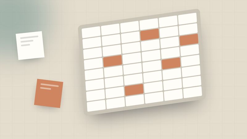 Illustration of a tilted spreadsheet grid with a few highlighted error cells